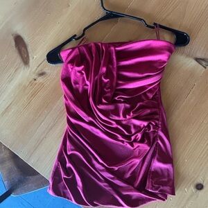 Express Strapless Dress in Vibrant Pink